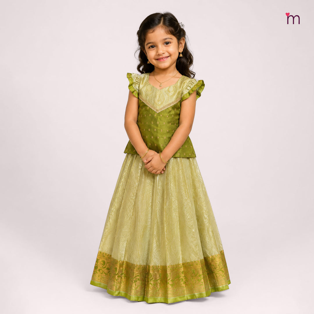Kalyani - Leaf Green Pattu Pavadai Minipattu