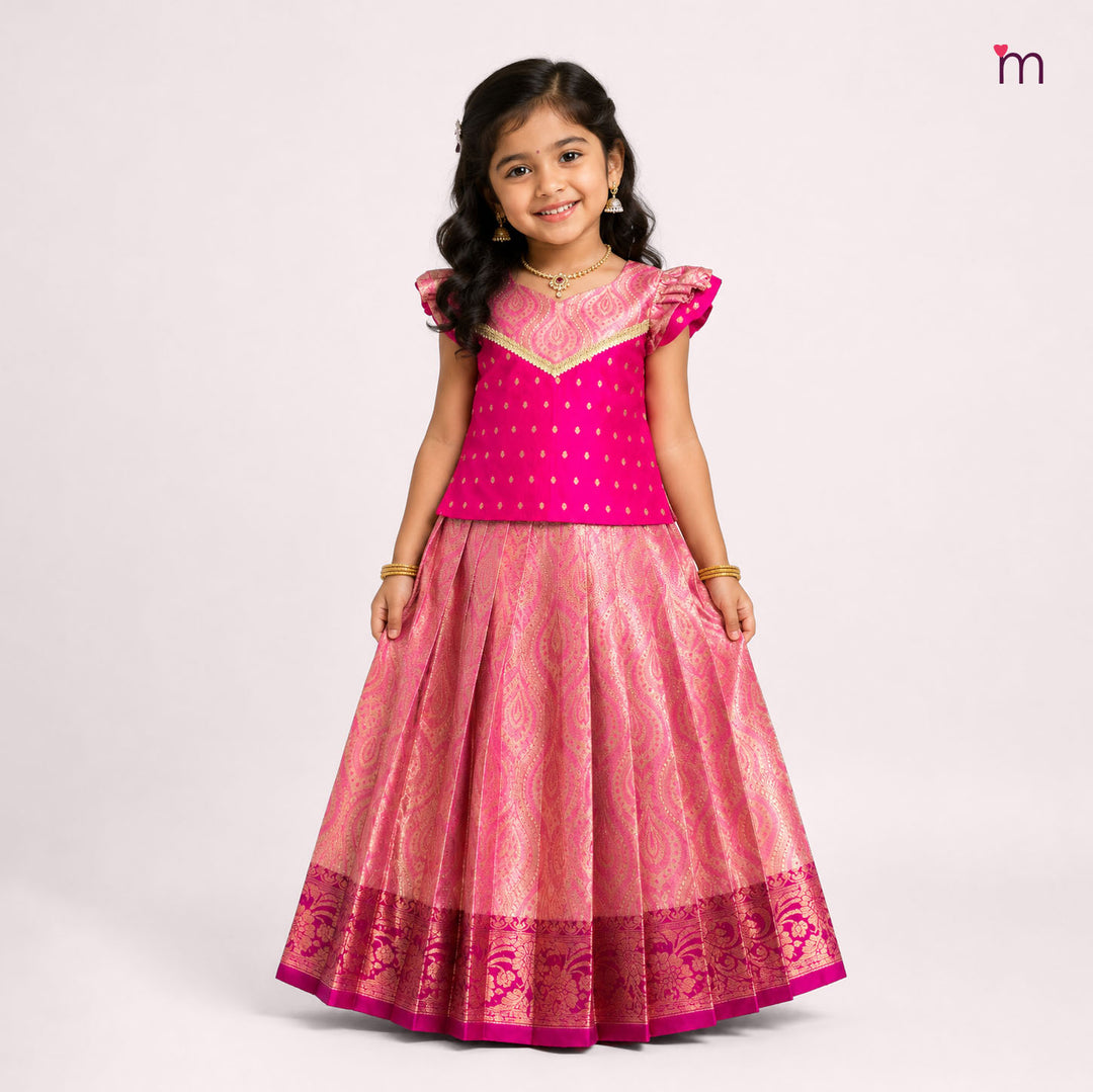 Kalyani - Pink Pattu Pavadai Minipattu
