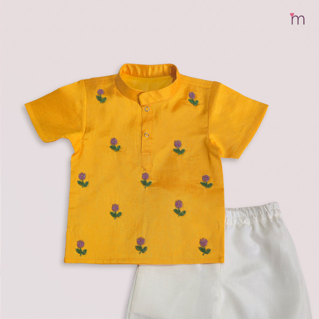 Yash - Yellow Kurta Shirt &  Pant set Minipattu
