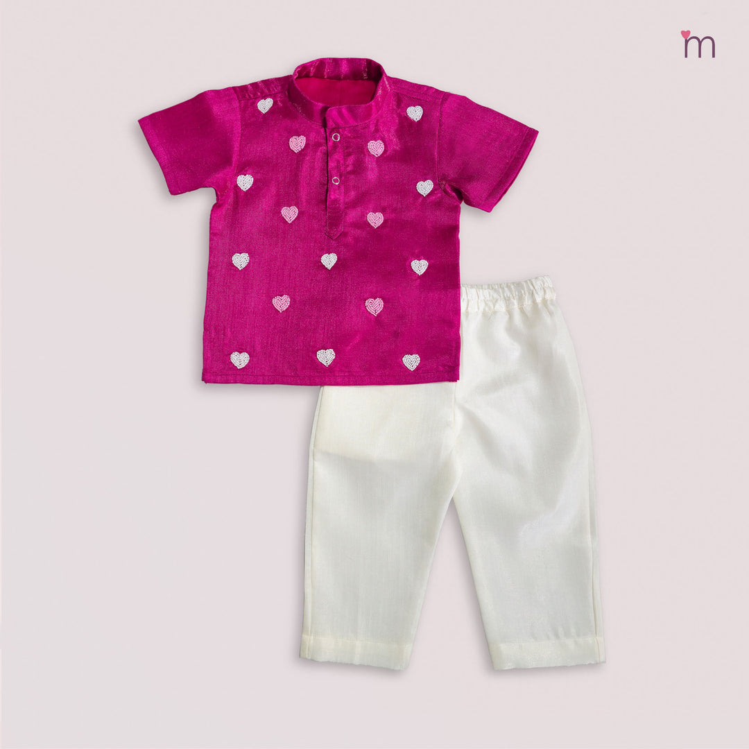 Yash - Magenta Pink Kurta Shirt &  Pant set Minipattu