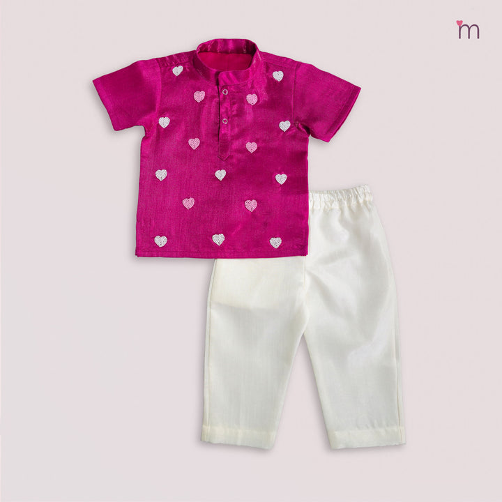 Yash - Magenta Pink Kurta Shirt &  Pant set Minipattu