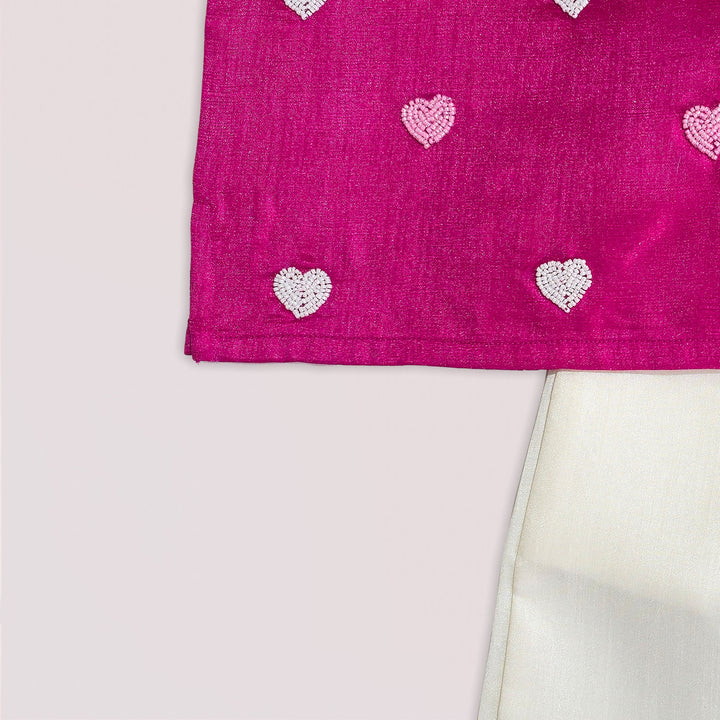 Yash - Magenta Pink Kurta Shirt &  Pant set Minipattu