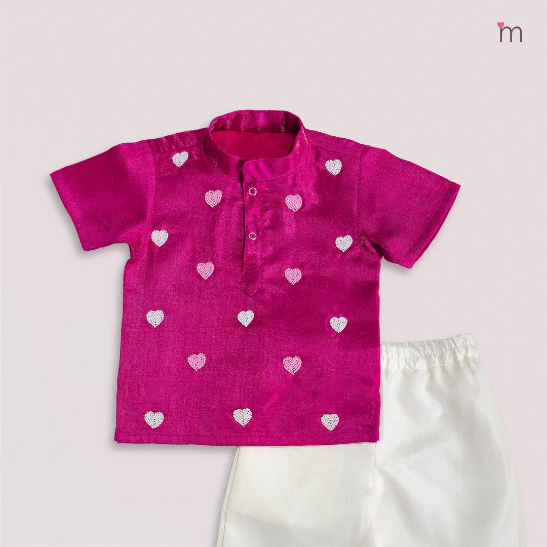 Yash - Magenta Pink Kurta Shirt &  Pant set Minipattu