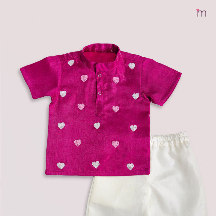 Yash - Magenta Pink Kurta Shirt &  Pant set Minipattu