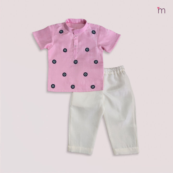 Yash - Baby Pink Kurta Shirt &  Pant set Minipattu