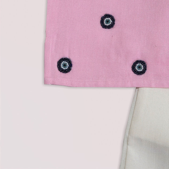 Yash - Baby Pink Kurta Shirt &  Pant set Minipattu