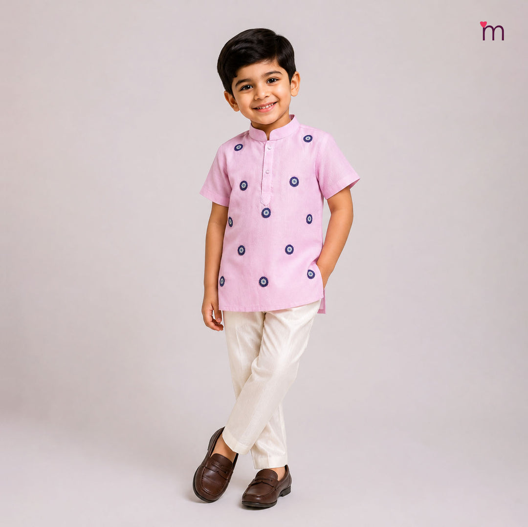 Yash - Baby Pink Kurta Shirt &  Pant set Minipattu
