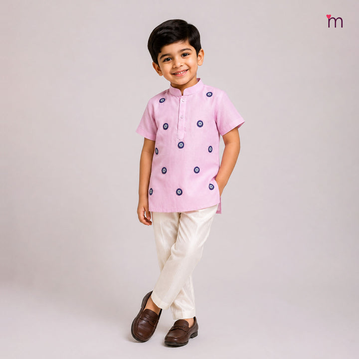Yash - Baby Pink Kurta Shirt &  Pant set Minipattu
