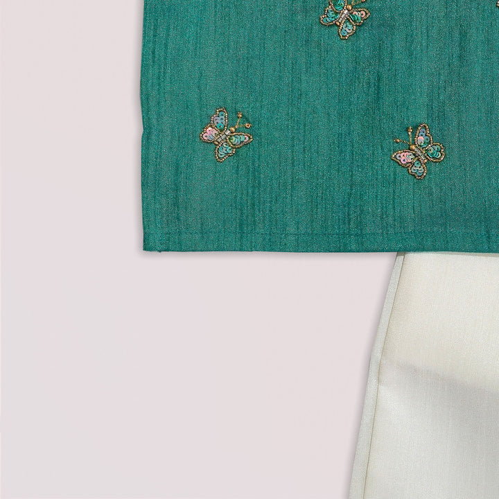 Yash - Teal Green Kurta Shirt & Pant Set Minipattu