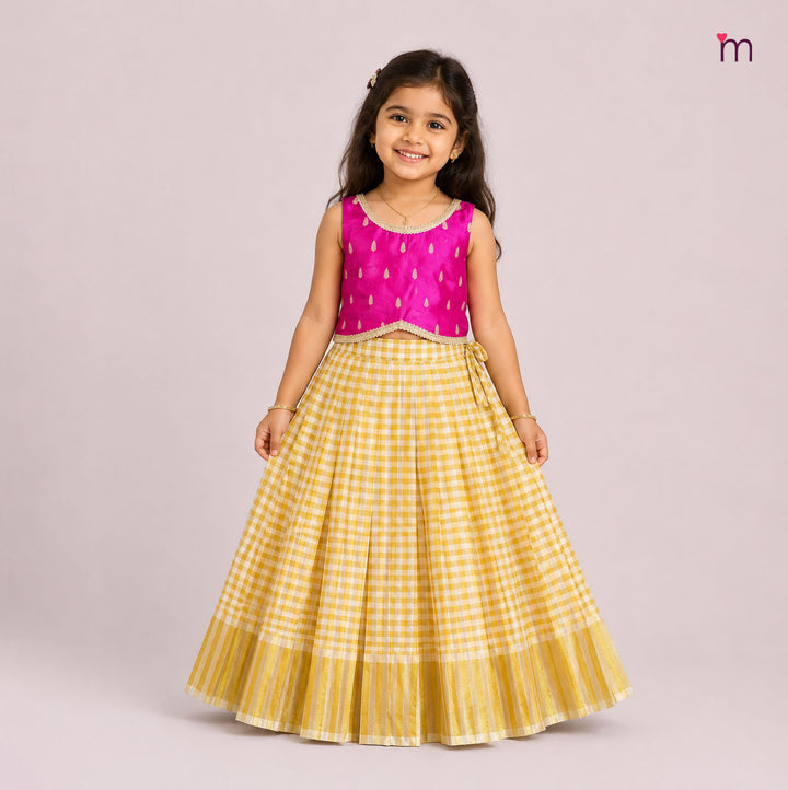 Haritha - Pink Checks Tissue Minipattu