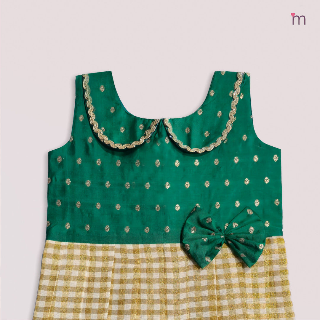 Malavika - Green Frock Checks Tissue Minipattu