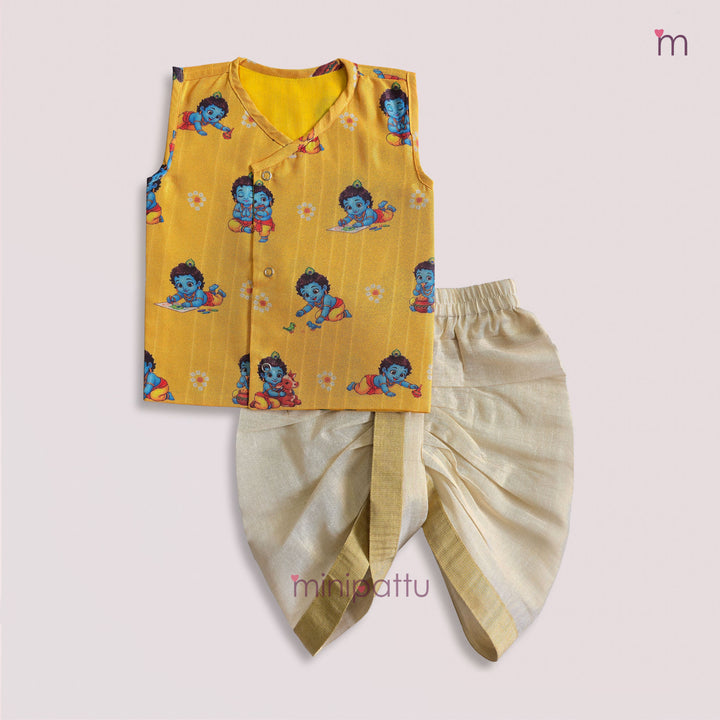 Little Krishna - Yellow Jabla Set Minipattu