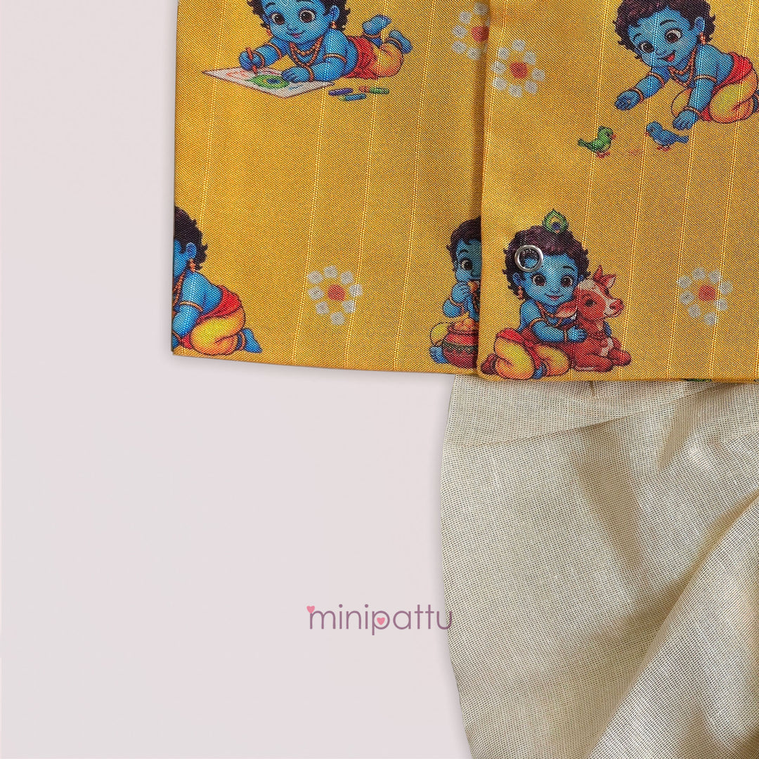 Little Krishna - Yellow Jabla Set Minipattu