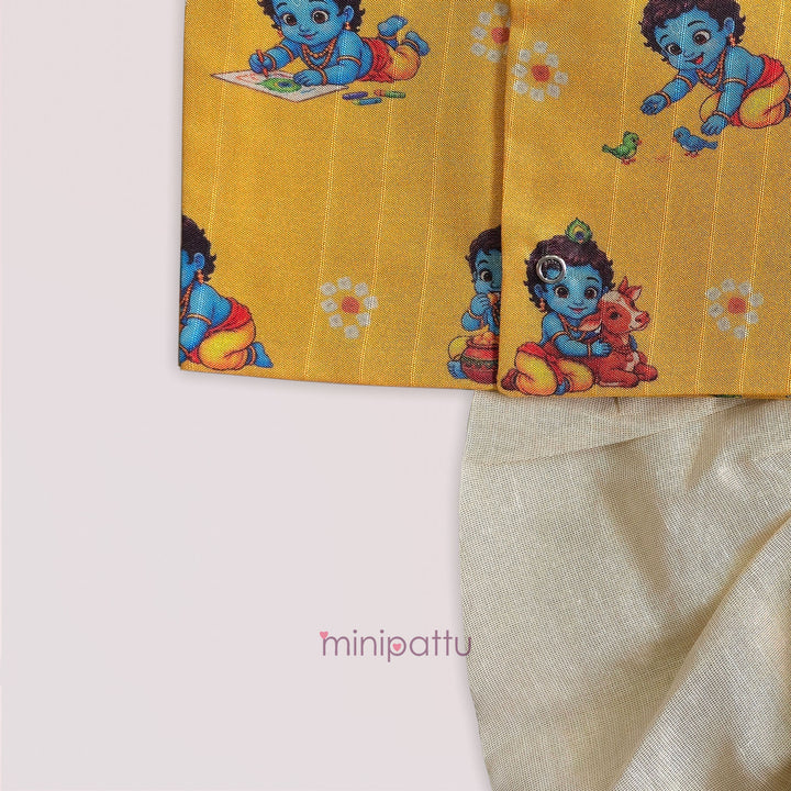 Little Krishna - Yellow Jabla Set Minipattu