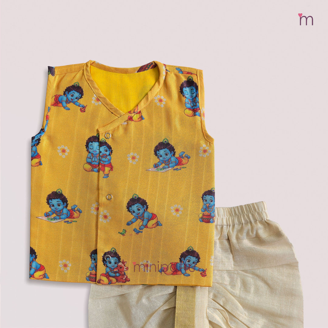 Little Krishna - Yellow Jabla Set Minipattu