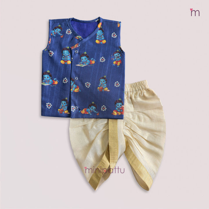 Little Krishna - Blue Jabla Set Minipattu