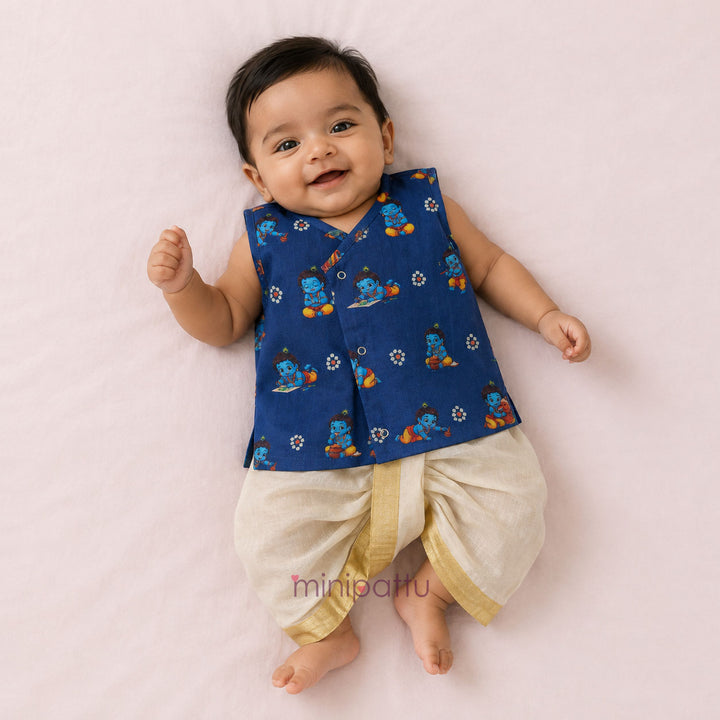 Little Krishna - Blue Jabla Set Minipattu