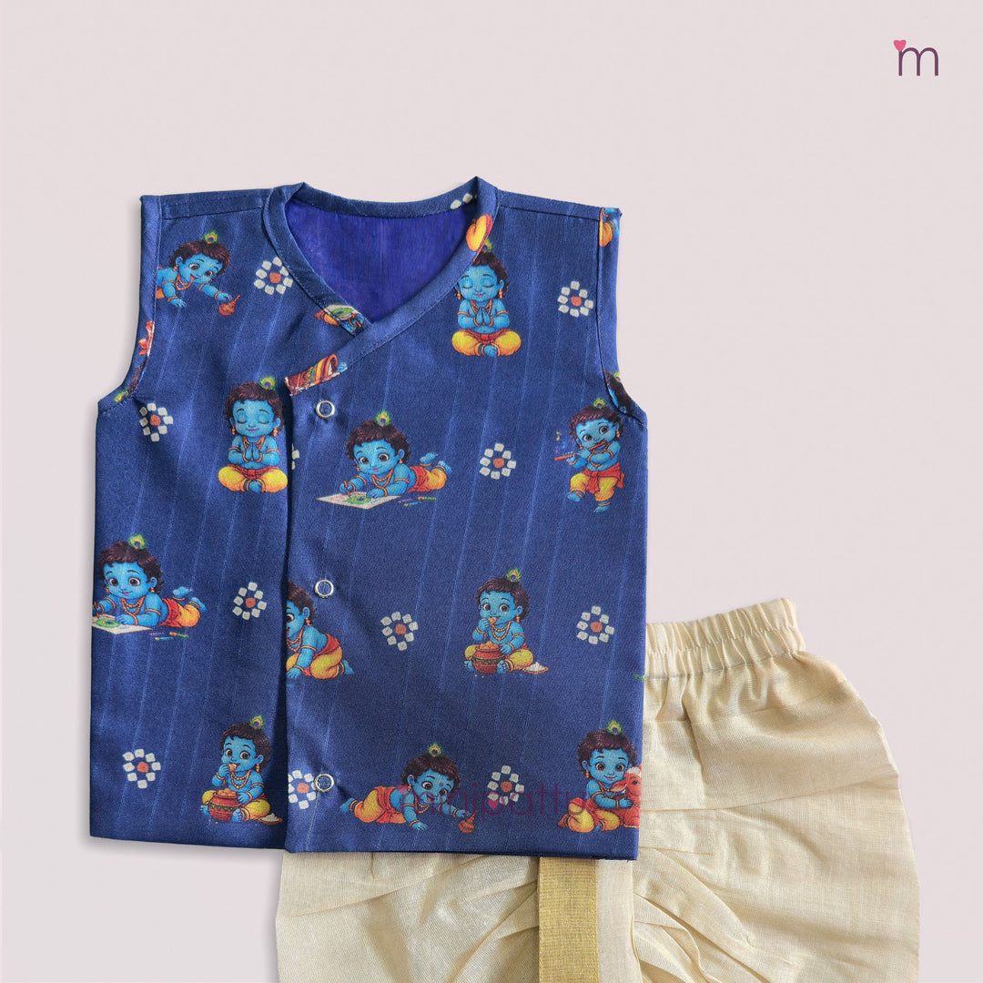 Little Krishna - Blue Jabla Set Minipattu