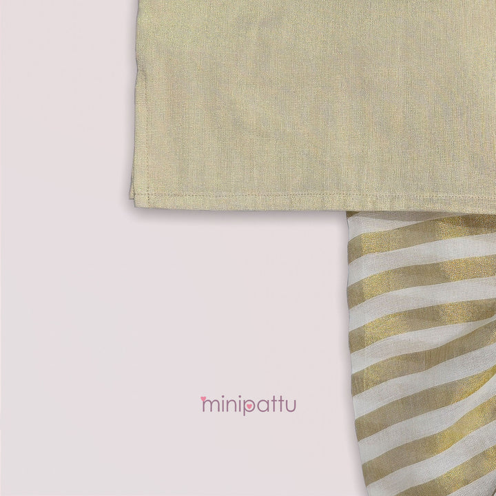 Perumal - Half White Tissue Kurta & Dhoti set