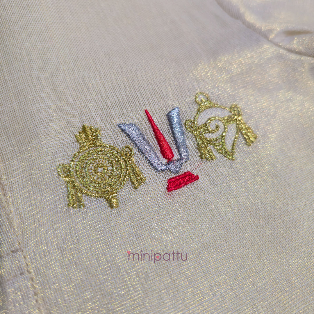 Perumal - Half White Tissue Kurta & Dhoti set