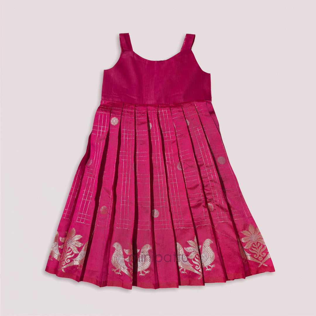 Sukriti - Pink Lemon Green Pattu Pavadai Minipattu