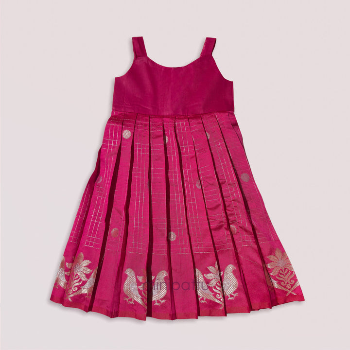 Sukriti - Pink Lemon Green Pattu Pavadai Minipattu