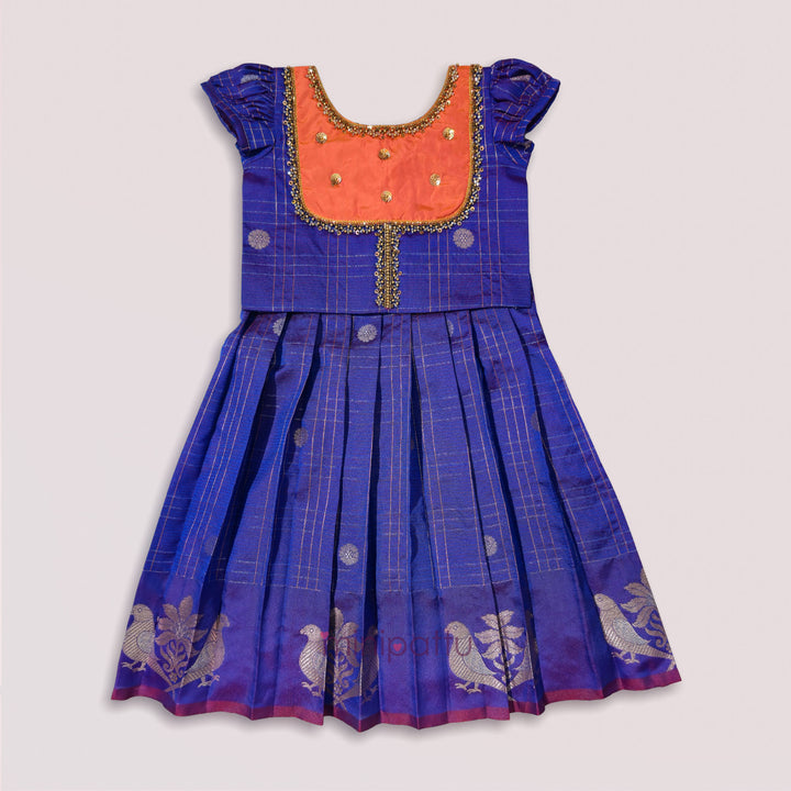 Sukriti - Violet Orange Pattu Pavadai Minipattu
