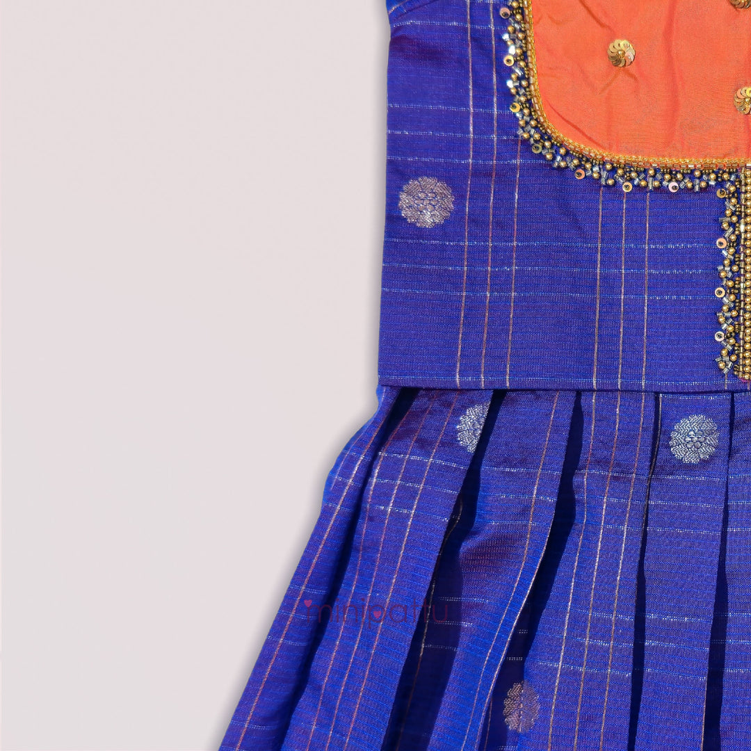 Sukriti - Violet Orange Pattu Pavadai Minipattu