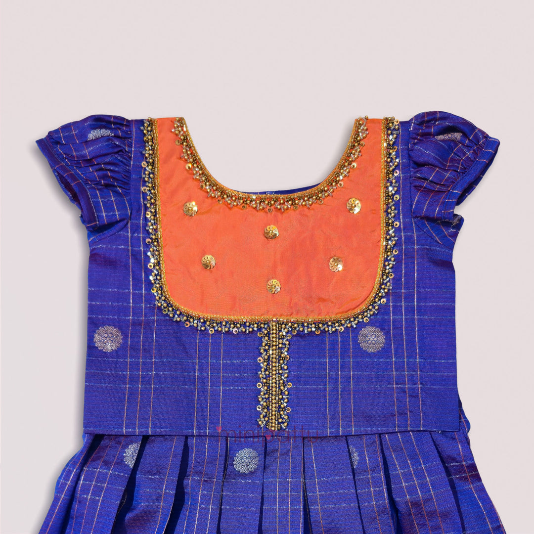 Sukriti - Violet Orange Pattu Pavadai Minipattu