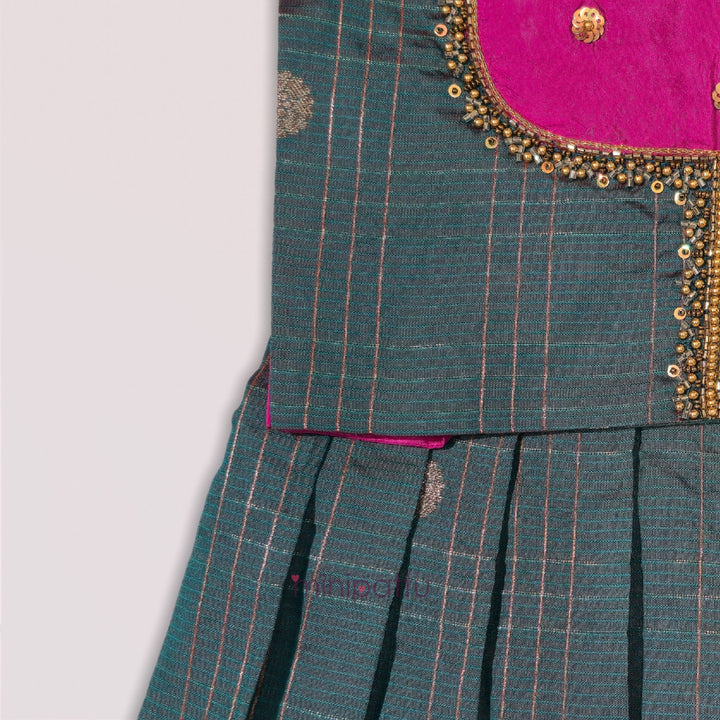 Sukriti - Green Pink Pattu Pavadai Minipattu