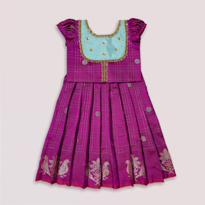 Sukriti - Purple Turquoise Pattu Pavadai Minipattu