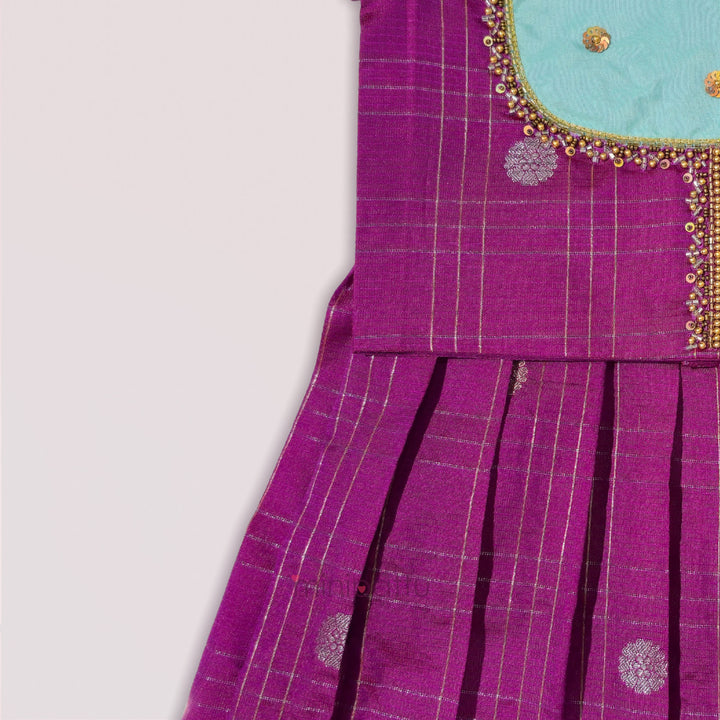 Sukriti - Purple Turquoise Pattu Pavadai Minipattu
