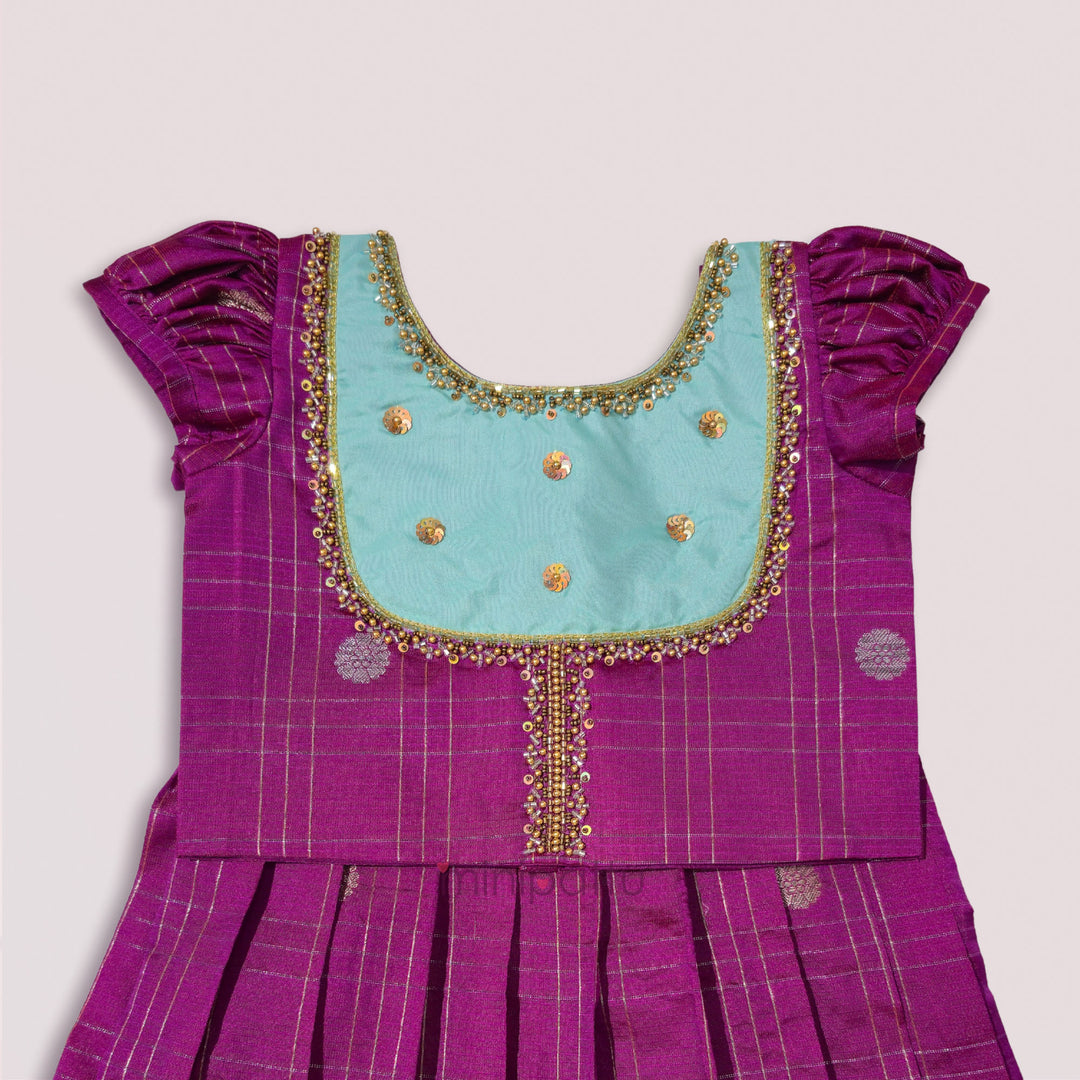 Sukriti - Purple Turquoise Pattu Pavadai Minipattu