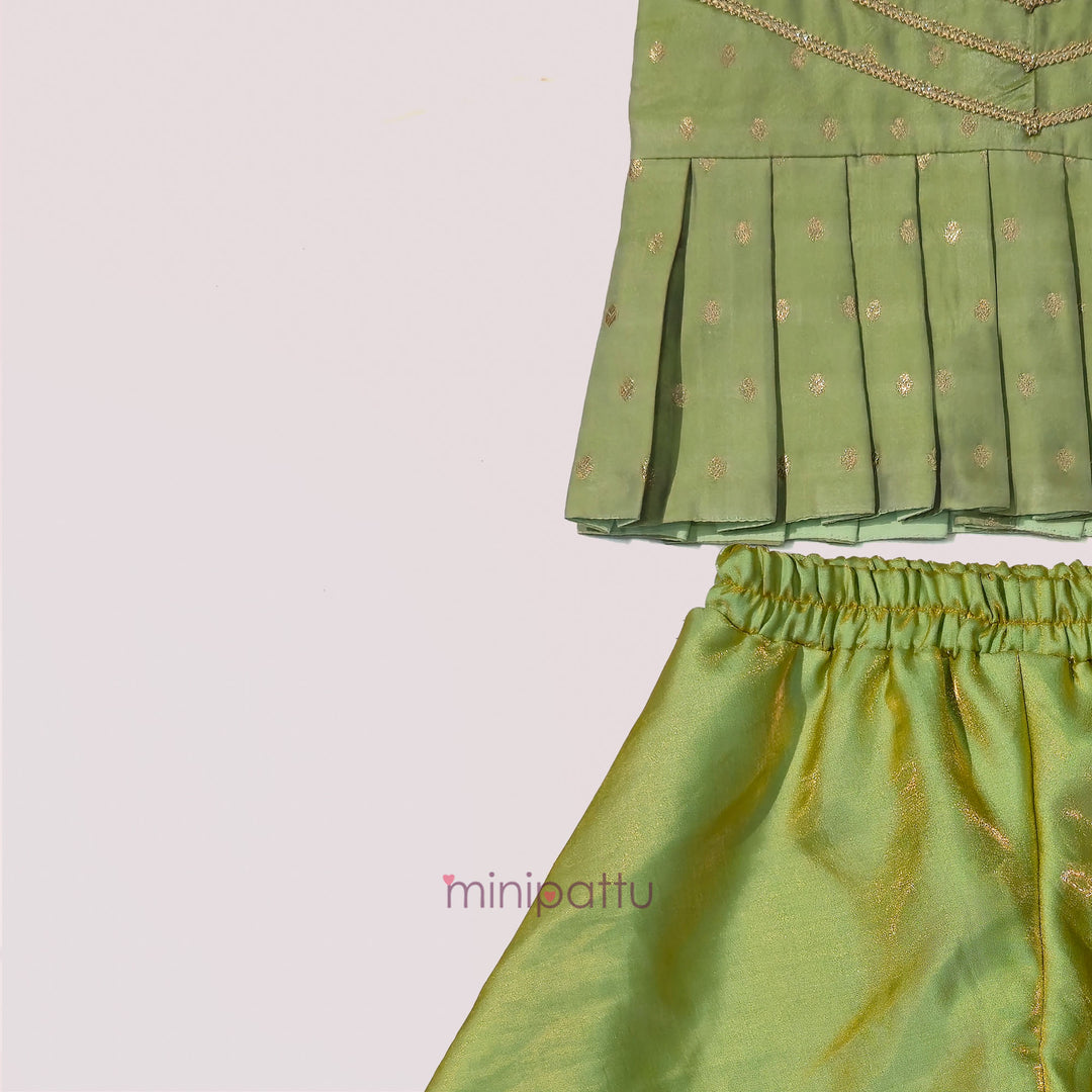 Vritika - Pista Green Designer Palazzo Minipattu