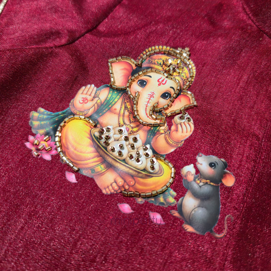 Ganesha -  Maroon Kurta & Dhoti set