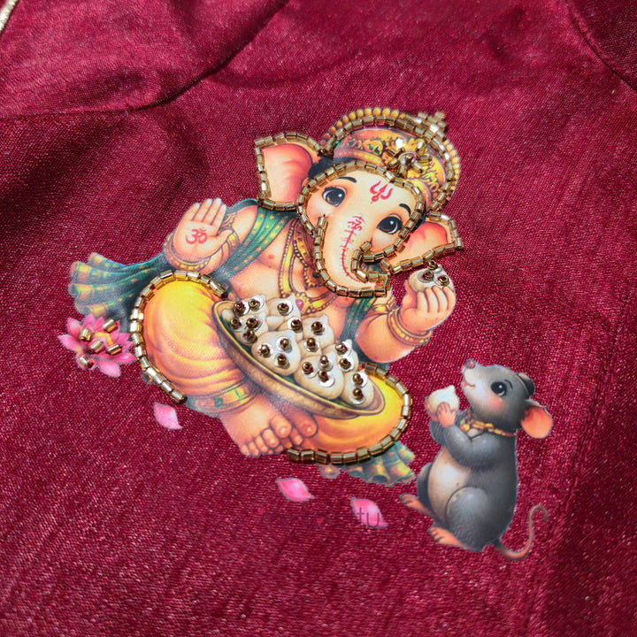 Ganesha -  Maroon Kurta & Dhoti set