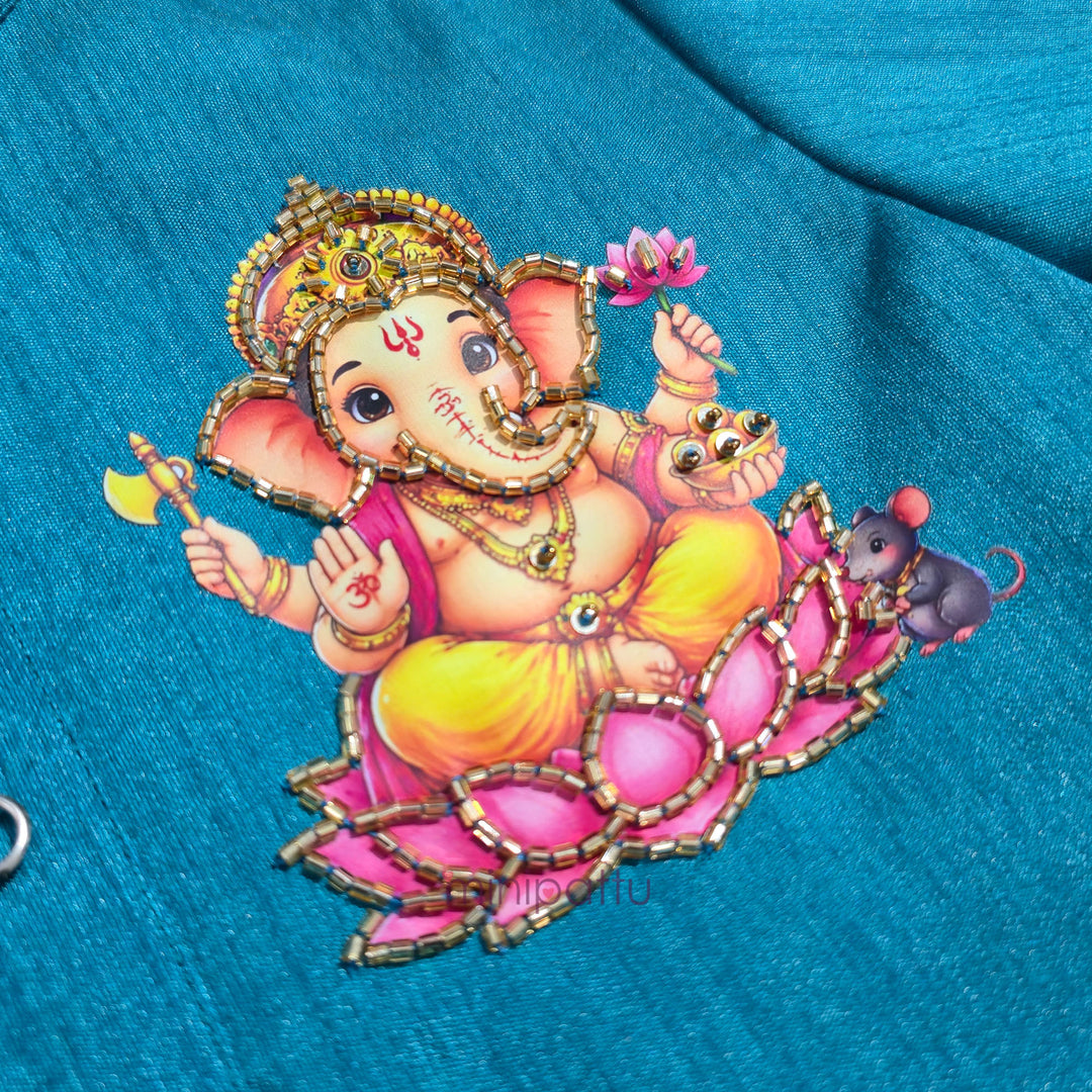 Ganesha - Teal blue Kurta & Dhoti set