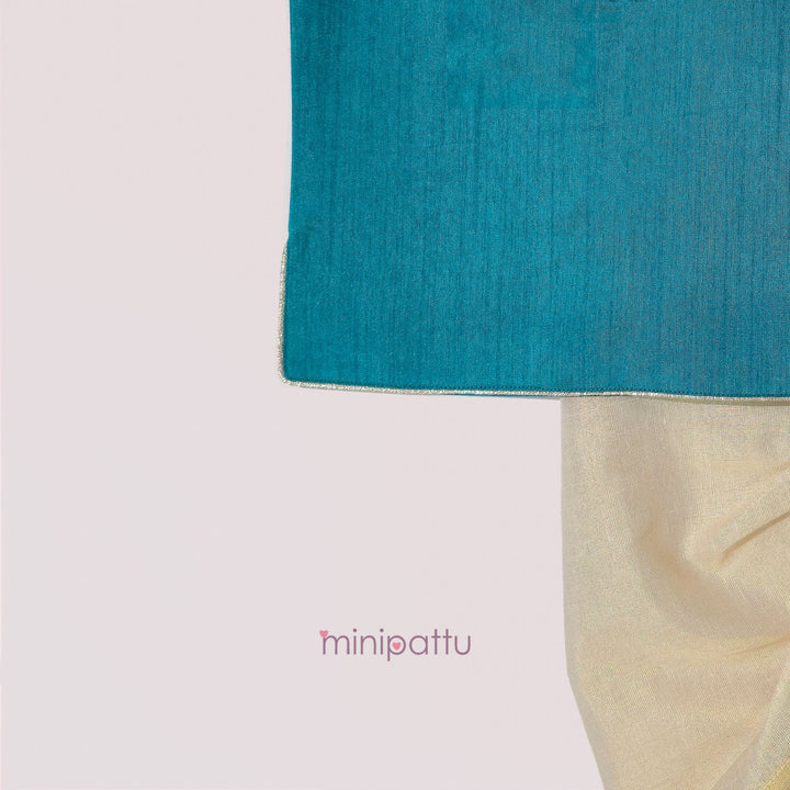 Ganesha - Teal blue Kurta & Dhoti set