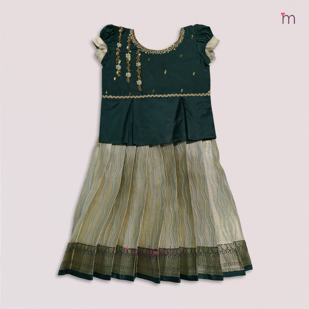 Nandita - Green Pattu Pavadai Minipattu