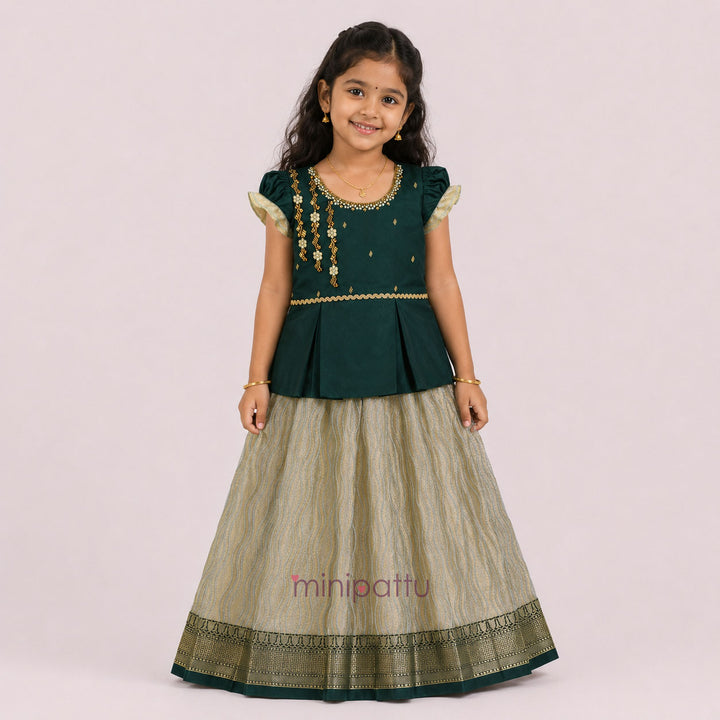 Nandita - Green Pattu Pavadai Minipattu