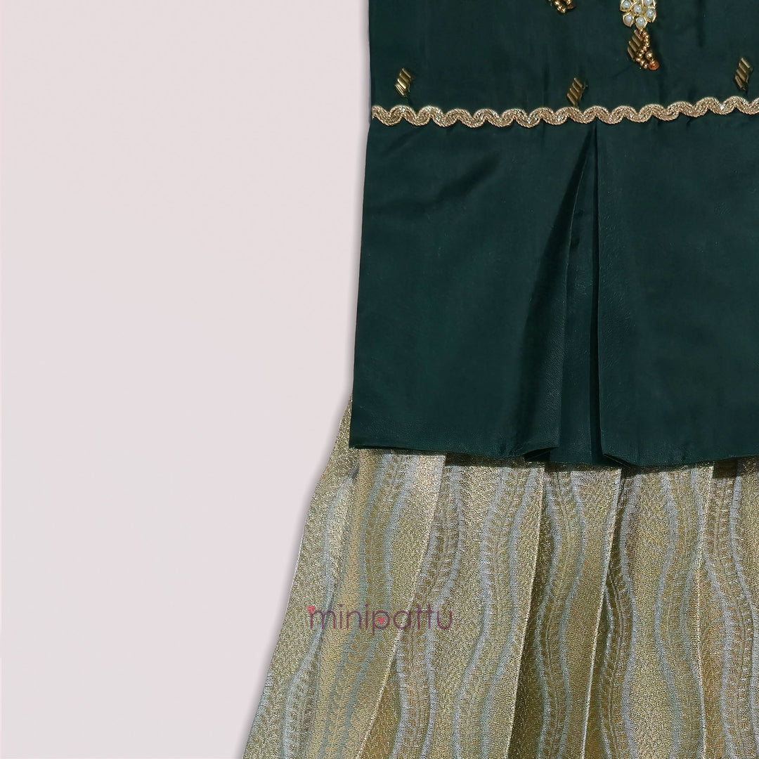 Nandita - Green Pattu Pavadai Minipattu
