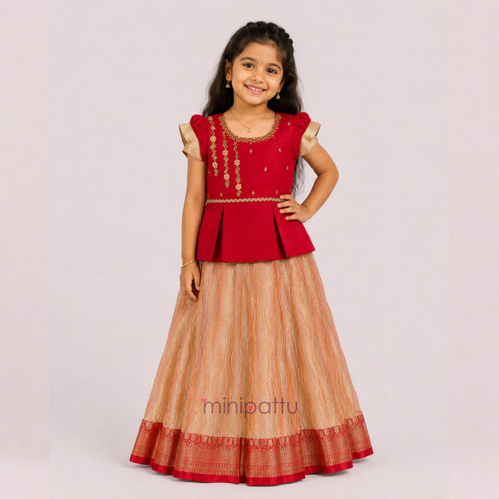 Nandita - Red Pattu Pavadai Minipattu