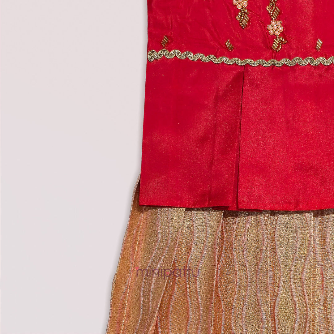 Nandita - Red Pattu Pavadai Minipattu