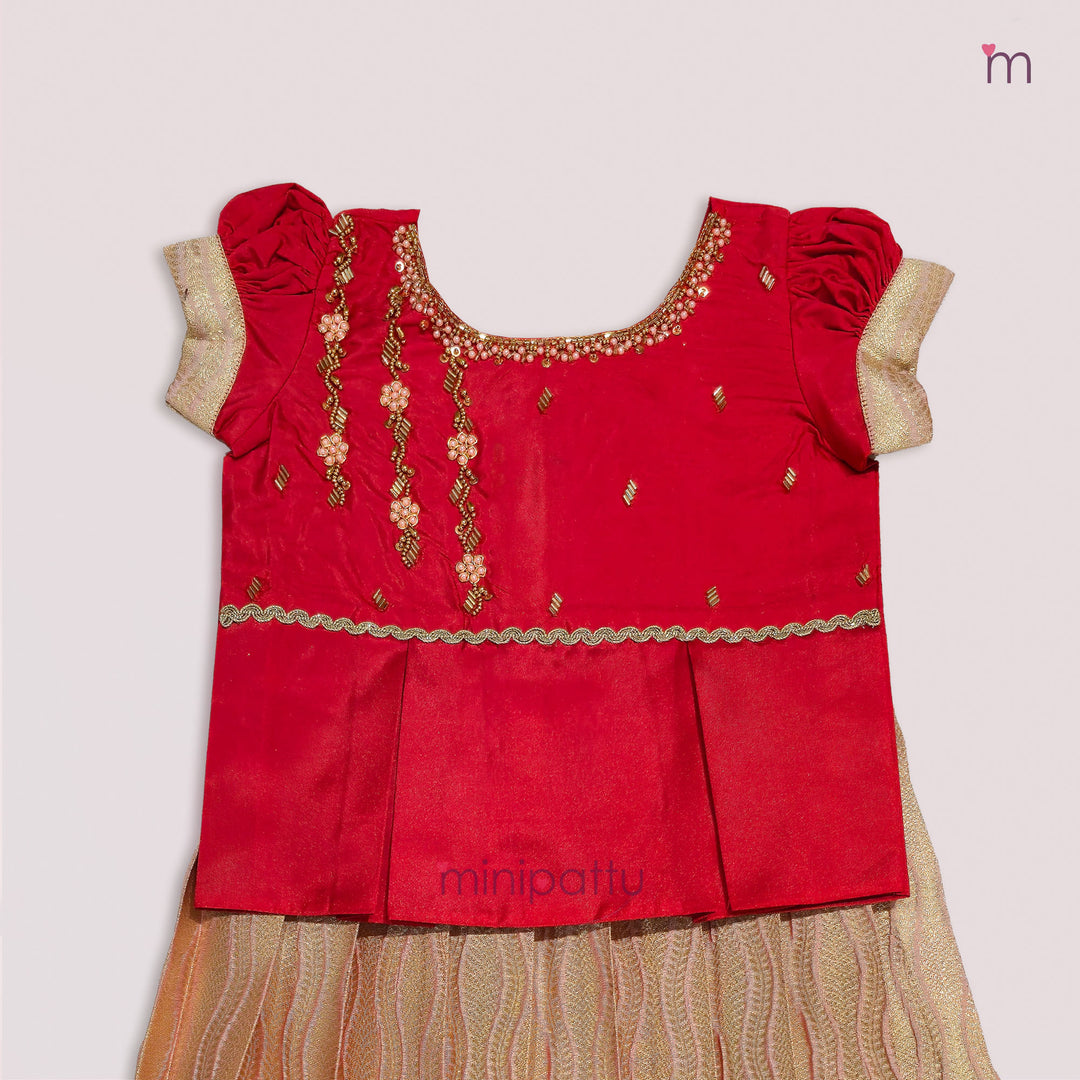 Nandita - Red Pattu Pavadai Minipattu