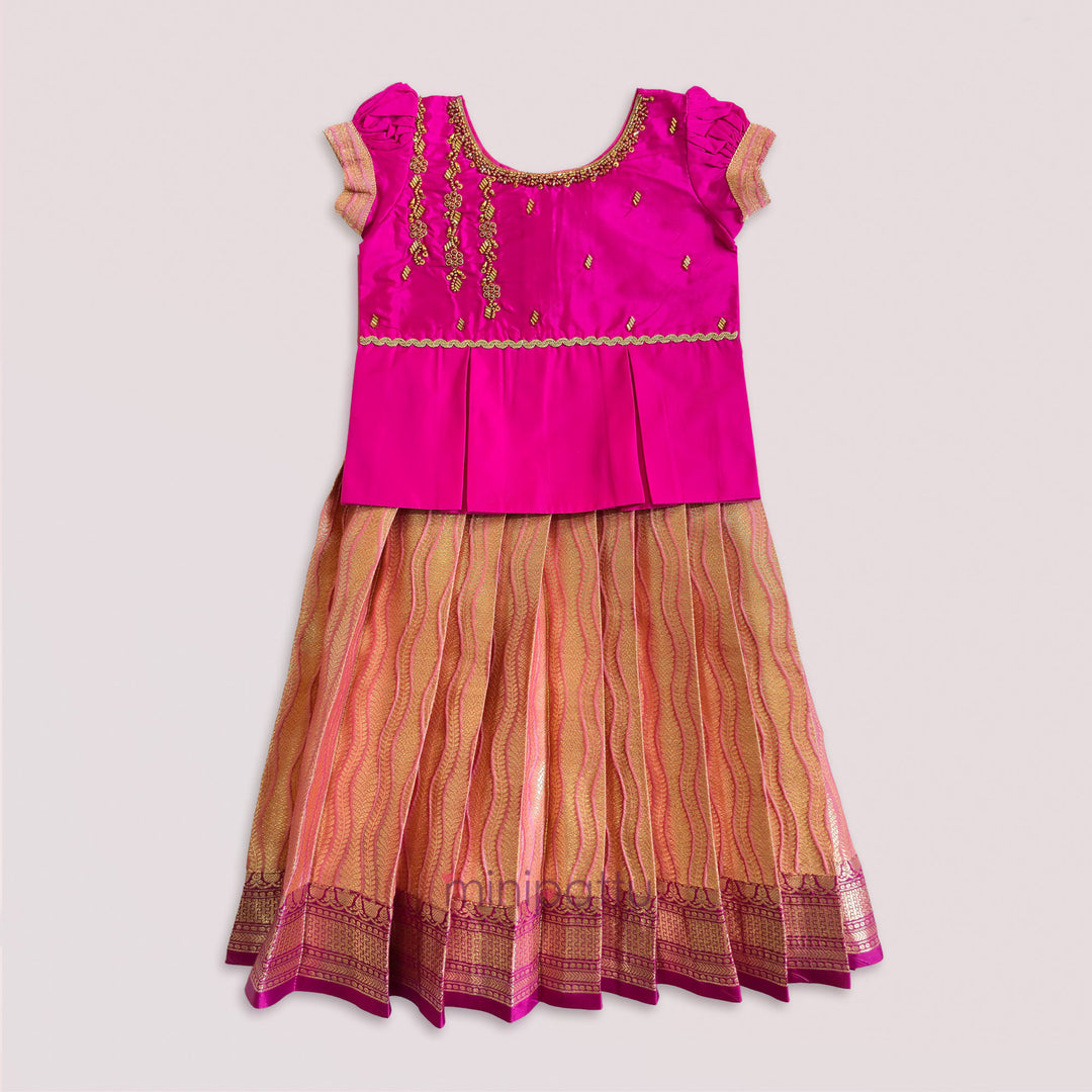 Nandita - Pink Pattu Pavadai Minipattu
