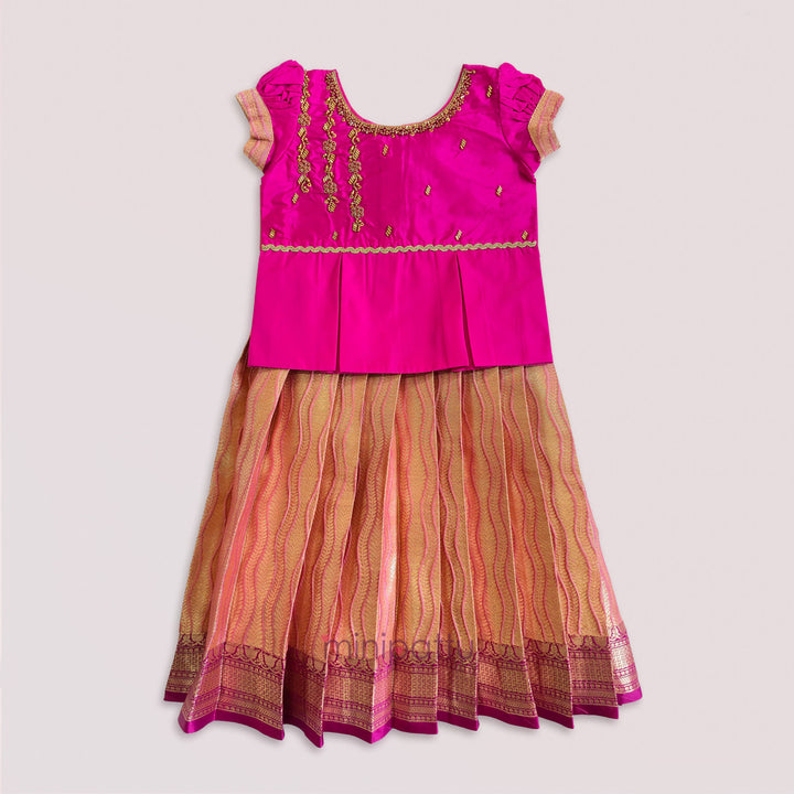 Nandita - Pink Pattu Pavadai Minipattu