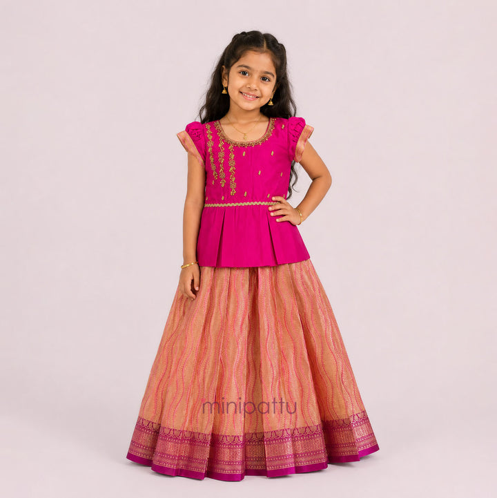 Nandita - Pink Pattu Pavadai Minipattu