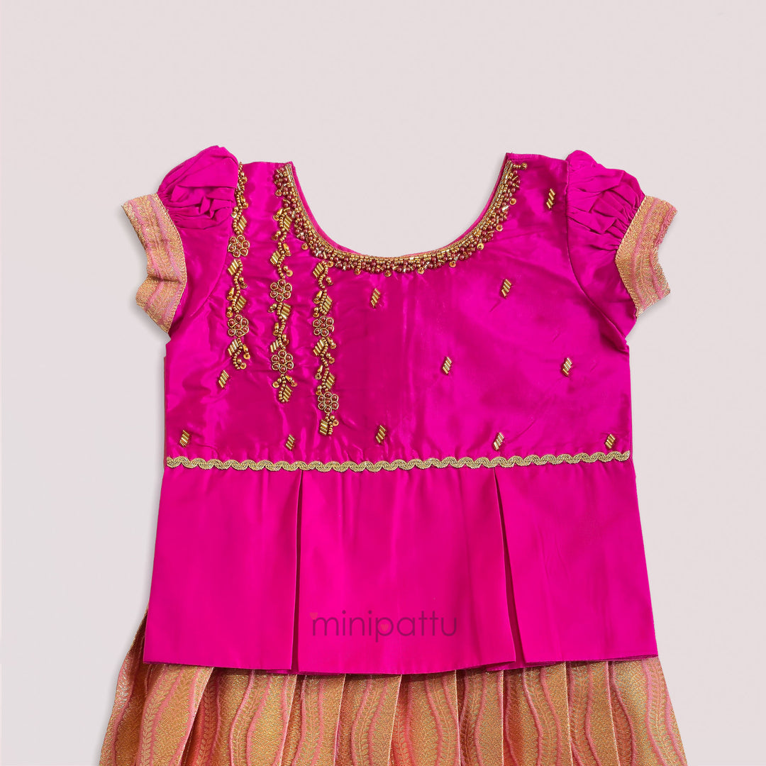 Nandita - Pink Pattu Pavadai Minipattu