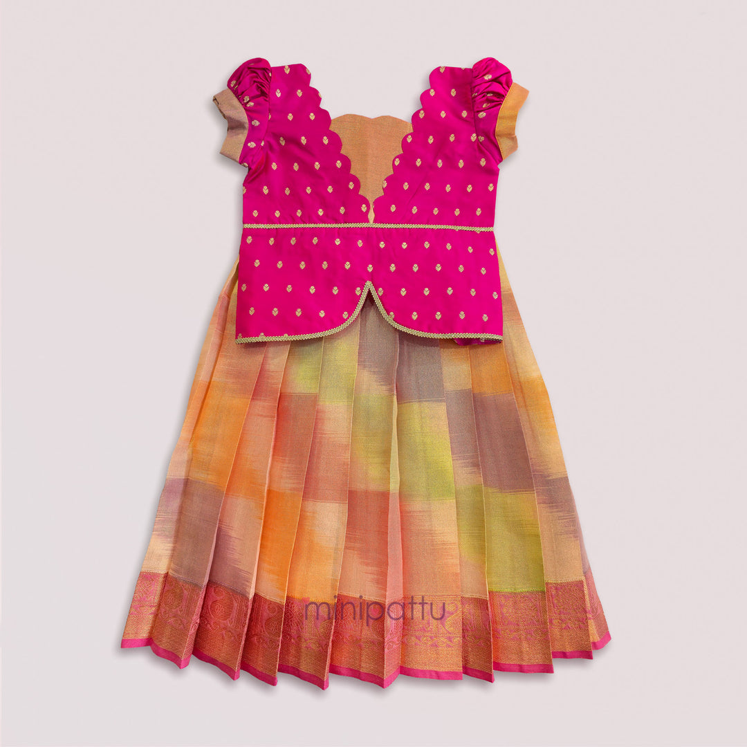Varshini - Pink Tie-Dye Designer Minipattu