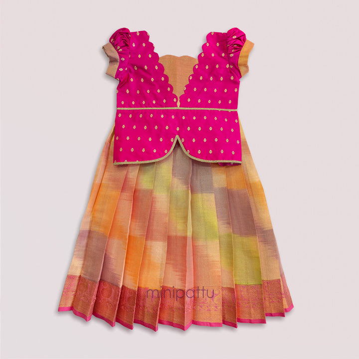 Varshini - Pink Tie-Dye Designer Minipattu